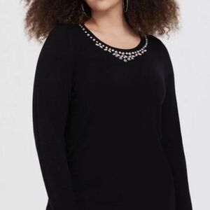 Torrid Black Embellished Women's Crew Neck Sweater Size 5